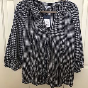 Crown & Ivy Peasant Blouse, Navy, NWT